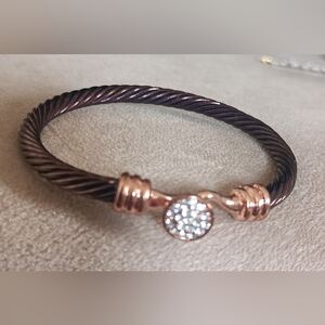 Copper Wire Braided Bracelet with Rhinestone Closure